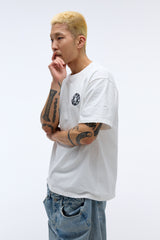 EEERRR レコードアートワークダメージウォッシングTシャツ (ホワイト)
