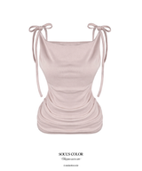 Lina Ribbon Drape Sleeveless Top (3color)