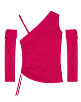 Detachable Sleeve One Shoulder Top _ PINK