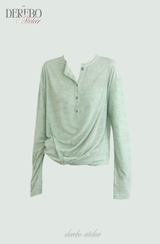 Mint Loose Stripe Long Sleeve T-shirt