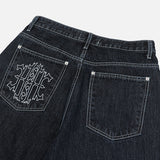 No.1126 back embro wide denim PT