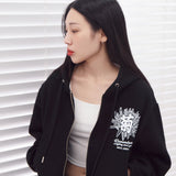 CHRYSTHEMUM HOODIE ZIP UP (BLACK)