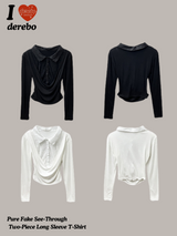 Pure Fake See-Through Two-Piece Long Sleeve T-Shirt