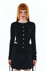 BELT-STRAP CARDIGAN BLACK