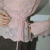 Daen alpaca wool punching frill strap knitwear
