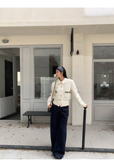 Gold button quilting jacket cardigan