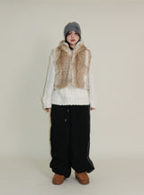 Tier Bambi Fake Fur Hooded Vest (Short Quilted)