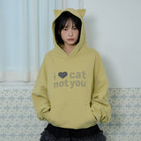 I LOVE CAT NOT YOU CAT EAR HOODIE - LIGHT GREEN