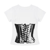 バックコルセットTシャツ (White) F25QB096