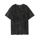[ULKIN] ブリーチウォッシュドMUGUNGエンブロイダリーTシャツ_チャコール