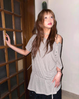 (3color) Sheer Stripe Loose Fit Soft Short Sleeve Tee