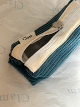 Clam round pencilcase _ Corduroy ocean blue