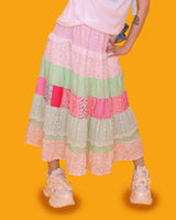 love<3 patchwork long skirt