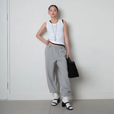 Wide string Sweat Pants_Melange Gray
