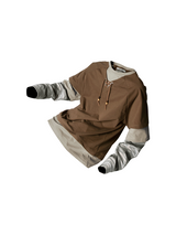 RELABEL Spatial Relations (Parallel Lines) Four-Colour Striped Patchwork Knotted Beaded Faux Three-Piece Long-Sleeved T-Shirt
