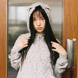 Heart Logo Kitty ジップアップフーディー - グレー