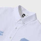 スカイブルーCパッチオックスフォード長袖シャツ／ホワイト [Unisex]