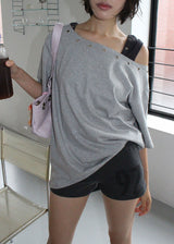 EYELET OFF SHOULDER TEE
