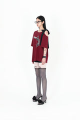 リボンローズピストルTシャツ #ワイン