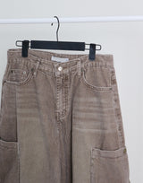 Square pocket balloon fit corduroy pants