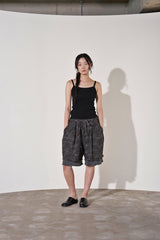 VINTAGE CAMO LAYERED 1/2 PANTS (Charcoal)