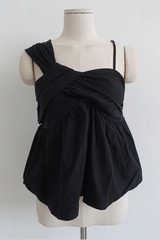 CROSS-WRAP PEPLUM BUSTIER TOP (3COLORS!)
