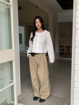 PLAIN WASHED PINTUCK PANTS (2C)