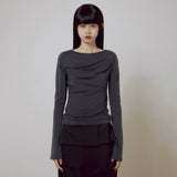 Backless Drape Long Sleeve (FL-130_Charcoal)