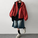 Eason Square Pattern Checkered Windbreaker Hooded Jumper