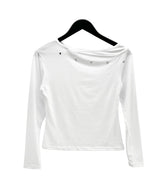 バーネックアイレットレイヤードワンオフTシャツ