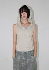 DIAGONAL BUTTON HOODED TOP