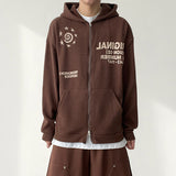 Jinal Illustration Lettering Knit Two Way Hooded Zip-Up