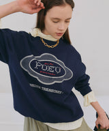 Lace Applique Sweatshirt - Navy