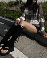 Summer striped twist cover-up net knit (3 colors)
