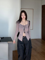 Holy Square Ribbon Corset Long Sleeve T-shirt