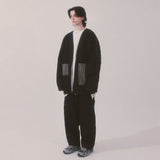 ストライプパッチデニムパンツ_ブラック