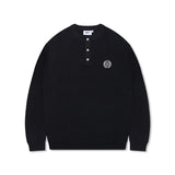 XTK166 ルーズフィットヘンリーネックプルオーバーニット (BLACK)