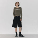 Cutout crop tee Khaki