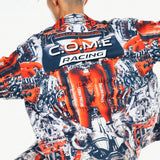 [UNISEX] Automobile Parts Camp-Collar Printed Shirt (Red)