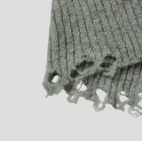Reverse damage V-neck knitwear