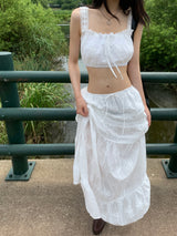  Garden Ethnic Lace Bustier & Long Maxi Skirt 2PCS SET (Ivory)