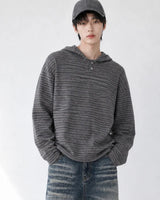 (UNISEX) マルチ ストライプ フード ロングスリーブ
