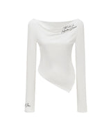 Script Drape Asymmetrical Top