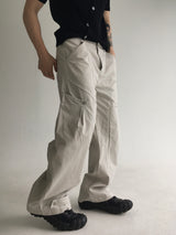 curved dyeing strap wide pants(2colors)