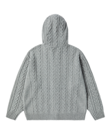25FW ケーブルニットフーディージップアップ グレー