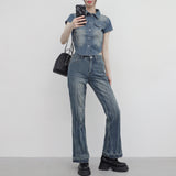 [NONCODE] Fluffy Washing Denim Bootcut Pants