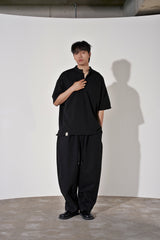 S-C オープンヘンリーネック 1/2 TEE (Black)