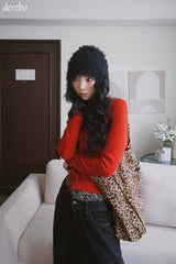 Leopard Layered Dark Denim Pants