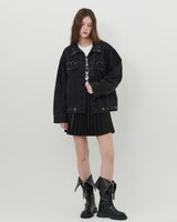 STUDDED DENIM JACKET [BLACK]