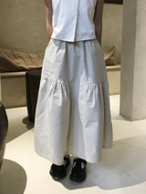 Slit Cotton Shirring Long Skirt (2c)